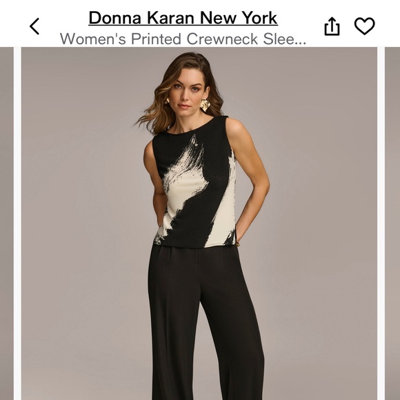 Donna Karan New York Black and Cream Blouse Sz Large - Picture 3 of 3